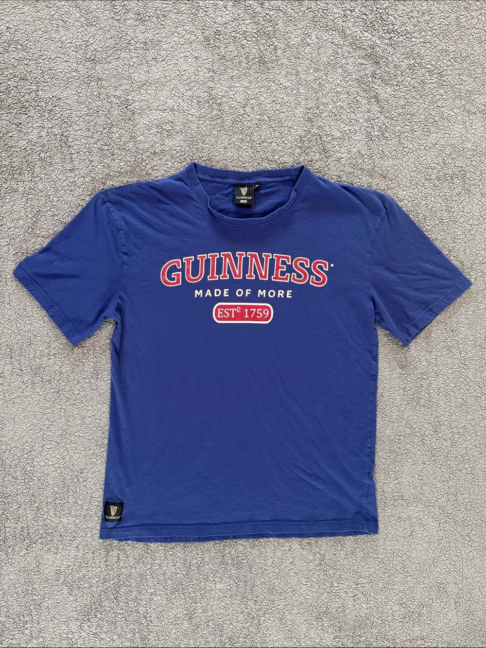 Guinness Royal Blue Short Sleeve Tee with Red & White Logo